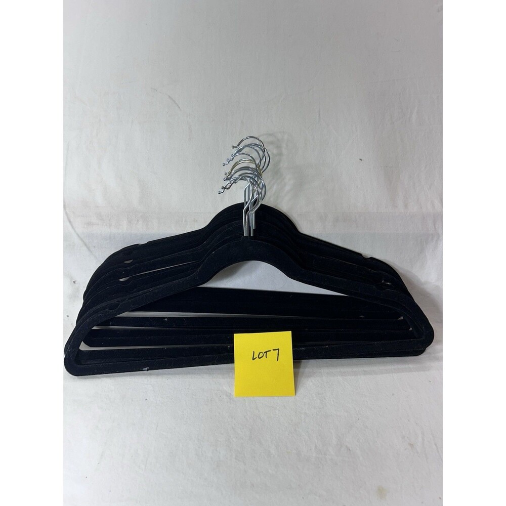 12 Black Velvet Flocked Non Slip Clothes Hangers Standard Size Slim Closet LOT#7
